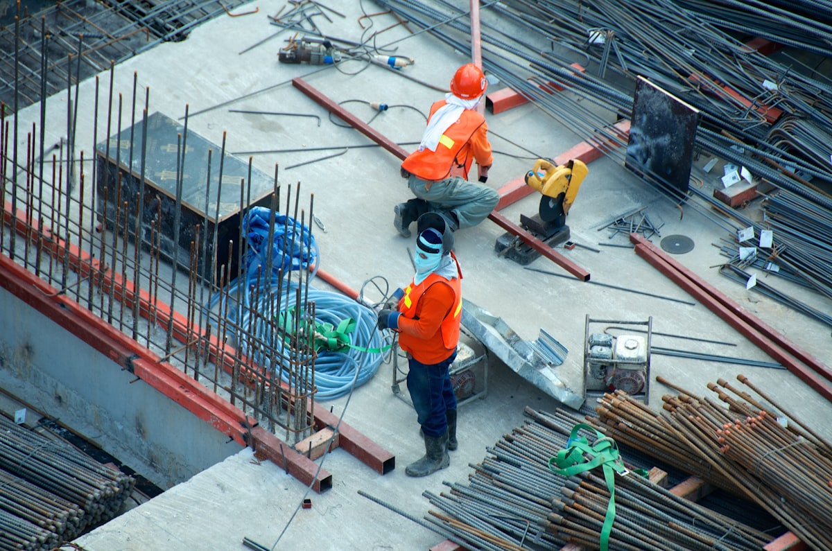 Builder on construction site